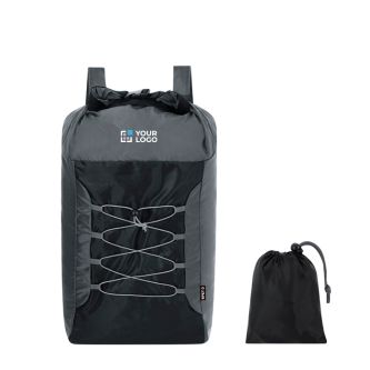 Sac à dos pliable en polyester RPET avec cordons élastiques à l'avant
