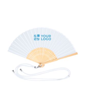 Éventail en polyester et bambou avec cordon assorti pour le transport