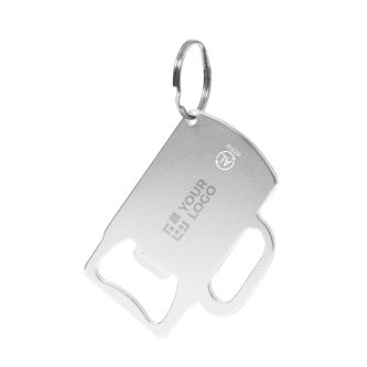 Porte-clés décapsuleur en aluminium recyclé GRS en forme de chope