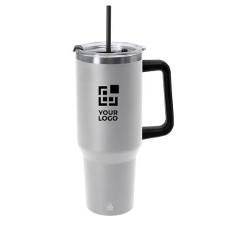 Grand mug en acier inox recyclé avec paille et ouverture 1,2 L