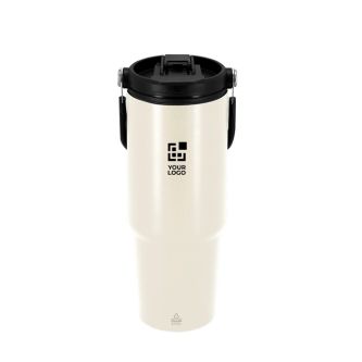 Gobelet isotherme en inox recyclé avec anse assortie 900 ml