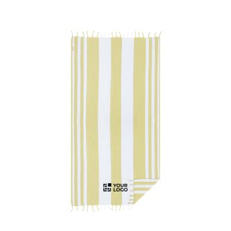 Serviette paréo bicolore en coton recyclé avec franges 180 g/m²