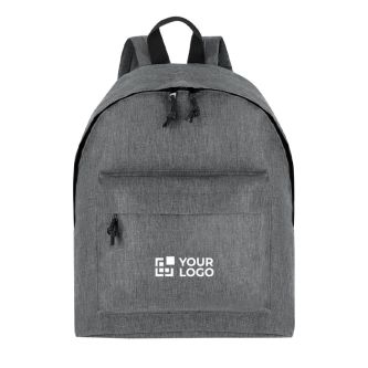 Sac à dos en polyester recyclé avec poche avant et motif chiné