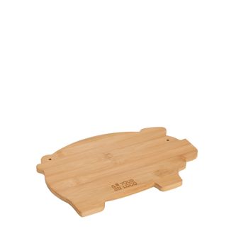 Planche à découper en bambou avec motif cochon et accroche