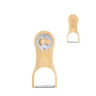 Éplucheur et décapsuleur 2 en 1 en bambou et acier inoxydable