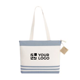 Sac bandoulière en coton recyclé avec soufflet et zip 300g/m²