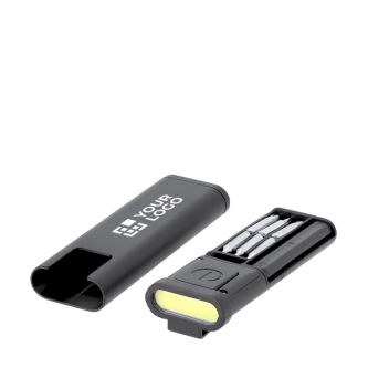 Étui en forme de lampe torche avec 6 outils à l’intérieur