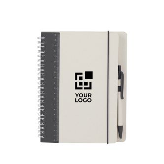 Carnet en carton recyclé, stylo à encre bleue et feuilles lignées A5