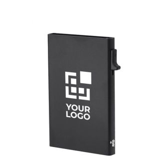 Porte-cartes en aluminium avec support magnétique et blocage RFID