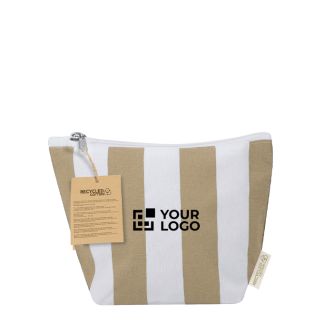 Trousse à rayures avec fermeture zippée en coton recyclé