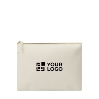 Trousse de toilette en cuir synthétique avec compartiment zippé