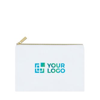 Trousse en polyester avec fermeture éclair dorée pour sublimation