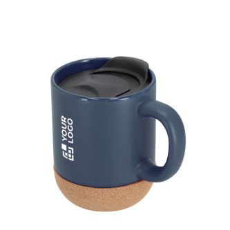 Tasse en céramique à emporter avec base en liège et couvercle 330 ml