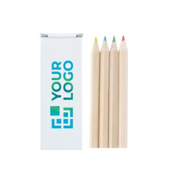 Boîte de 4 crayons en bois hexagonaux dans un étui personnalisable