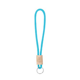 Porte-clés en cordon polyester coloré avec réglage en bambou