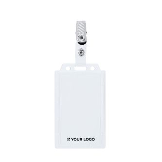 Porte-badge vertical rigide avec pince métallique amovible