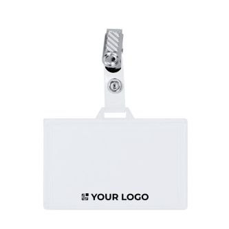 Porte-badge horizontal avec pince métallique et fermeture amovible