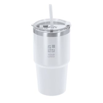Gobelet isotherme en inox à double paroi avec paille 650 ml