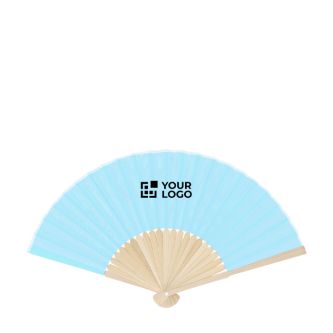 Éventail avec tiges en bambou et tissu en polyester en couleurs