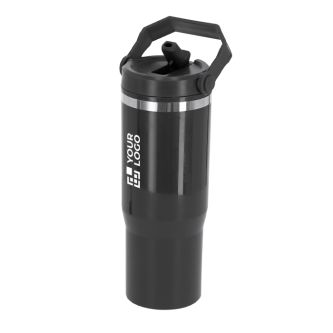 Gobelet isotherme double paroi avec paille et anse de transport 900 ml