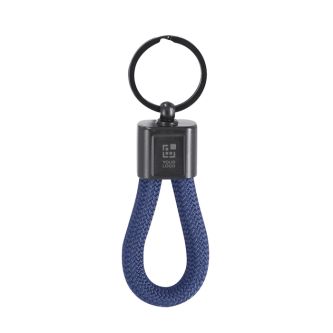 Porte-clés avec cordon en polyester et plaque métallisée pour marquage