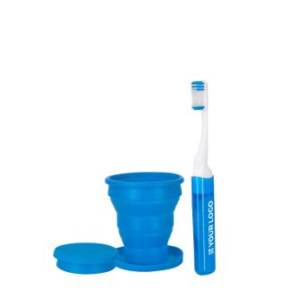 Set dentaire de voyage avec brosse et gobelet pliable, sac plastique