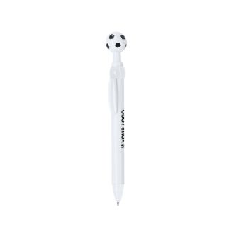 Stylo à bille à poussoir avec motif ballon de football et encre bleue