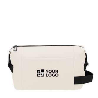 Trousse en cuir synthétique avec fermeture éclair et poignée latérale