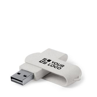 Clé USB en paille de blé avec boîtier pivotant et protecteur