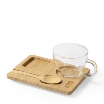 Set personnalisable pour le thé ou le café couleur bois