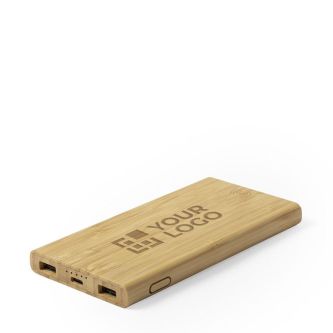 Batterie externe d'appoint en bambou avec recharge sans fil, 6 000 mAh