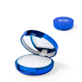 Baume à lèvres dans étui rond coloré avec miroir