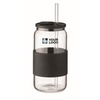 Verre en borosilicate avec paille assortie et bande en silicone 550ml