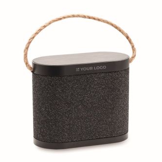 Enceinte sans fil noire avec anse de transport en jute 15 W