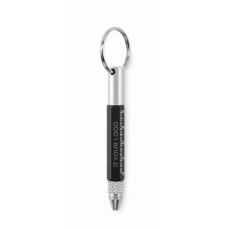 Porte-clés multifonction avec stylo à encre noire et outils