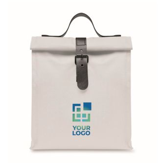 Sac isotherme roll-top en polyester avec anse et fermeture en cuir