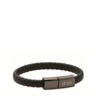 Bracelet tressé en PU avec câble de charge et de données 60W