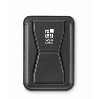 Porte-cartes magnétique en cuir pour téléphone avec fonction support