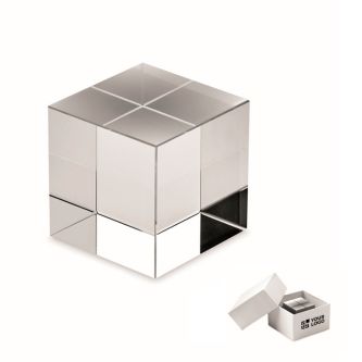 Élégant trophée en verre en forme de cube à personnaliser