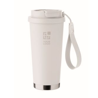 Gobelet de 500ml en inox recyclé avec couvercle et paille 2 en 1