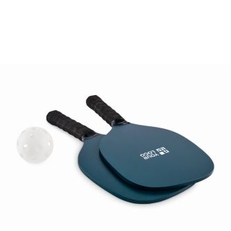 Set de pickleball avec 2 raquettes et 1 balle dans sac en filet