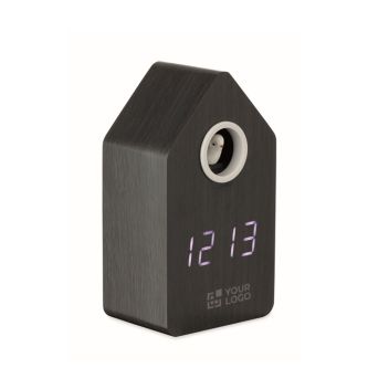 Réveil en forme de nichoir avec un écran LED blanc