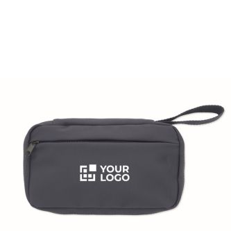 Trousse de toilette compacte en RPET 600D avec fermeture éclair