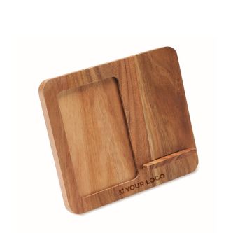 Chargeur sans fil en bois avec support pour téléphone et cadre photo