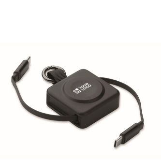Câble rétractable avec porte-clés et charge rapide USB-C de 100 W