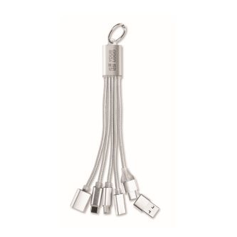 Porte-clés en aluminium avec câble 5 en 1 et différentes prises