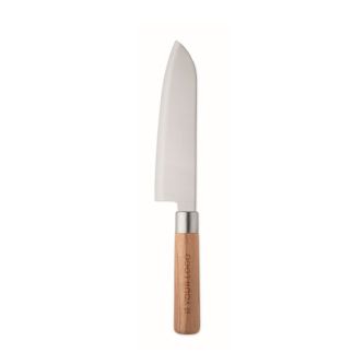 Couteau de chef en acier inoxydable et bois de hêtre avec protection