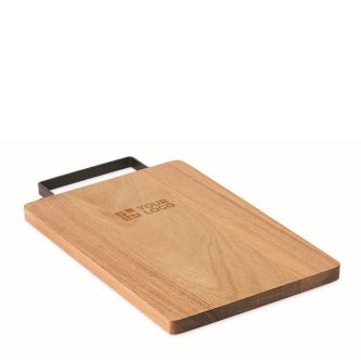 Planche à découper en bois d'acacia avec poignée pratique en inox