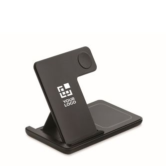 Station de charge sans fil pliable 3 en 1 avec support intégré 15 W