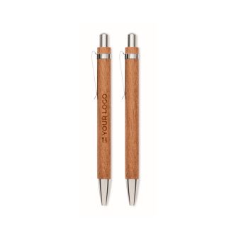 Set d’écriture en bois avec stylo à bille à encre bleue et porte-mines